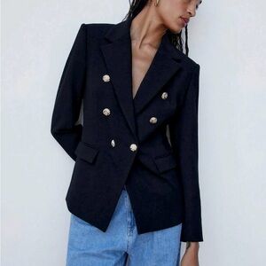 nicole miller black button detail blazer